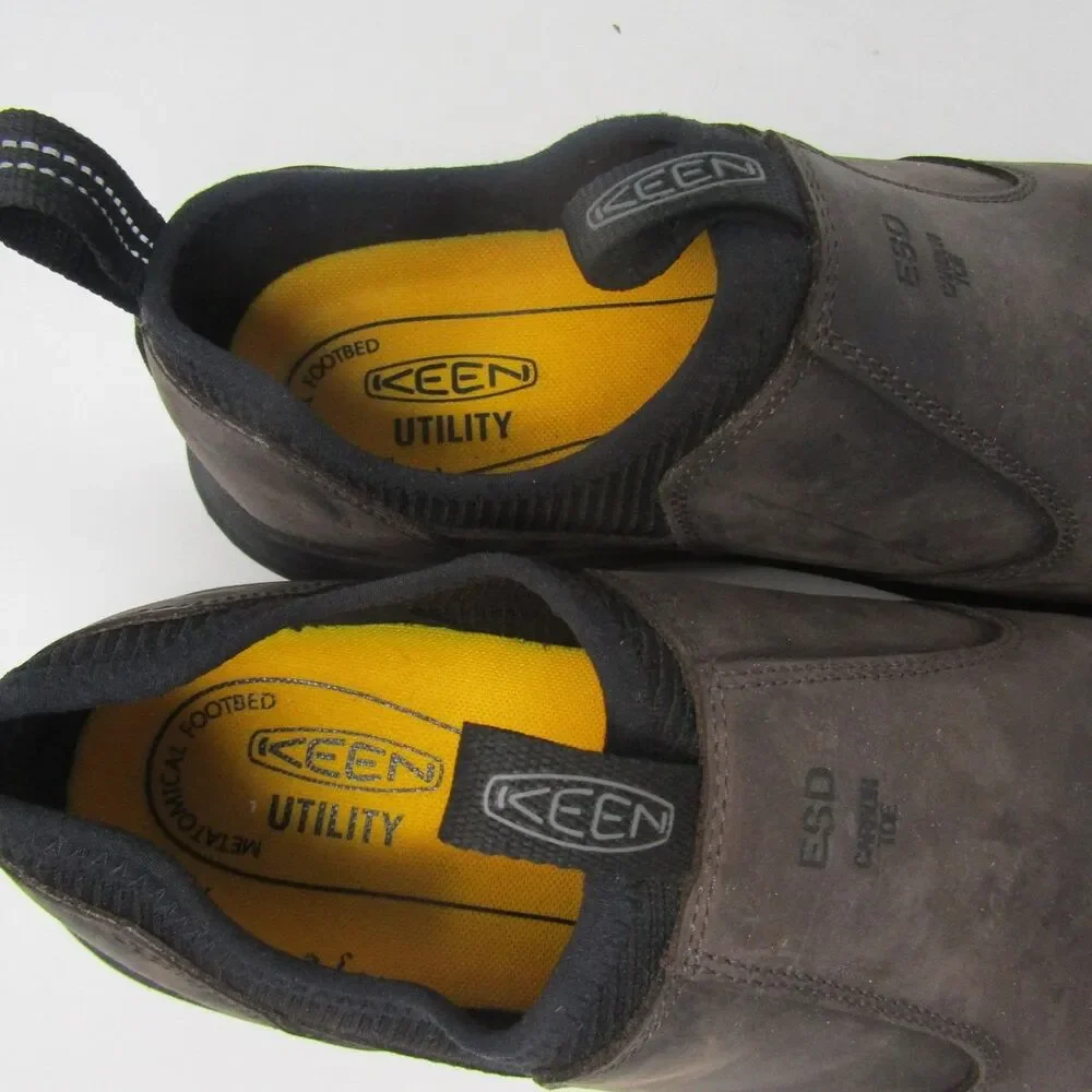 KEEN Utility Vista Energy ESD Carbon Toe Slip-On Work Shoes Men's US 11D Brown